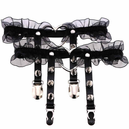 Love Lace Rivet Leg Garters SE21469