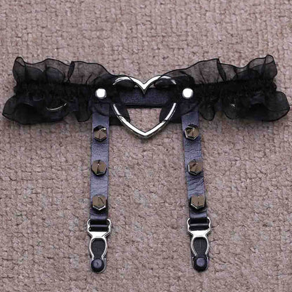 Love Lace Rivet Leg Garters SE21469