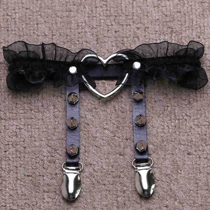 Love Lace Rivet Leg Garters SE21469