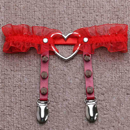 Love Lace Rivet Leg Garters SE21469