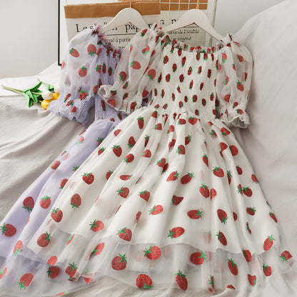 Mesh Strawberry Dress SE21528