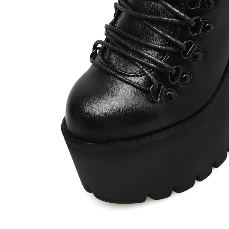 Metal Buckle Zipper Black Ankle Boots SE20559