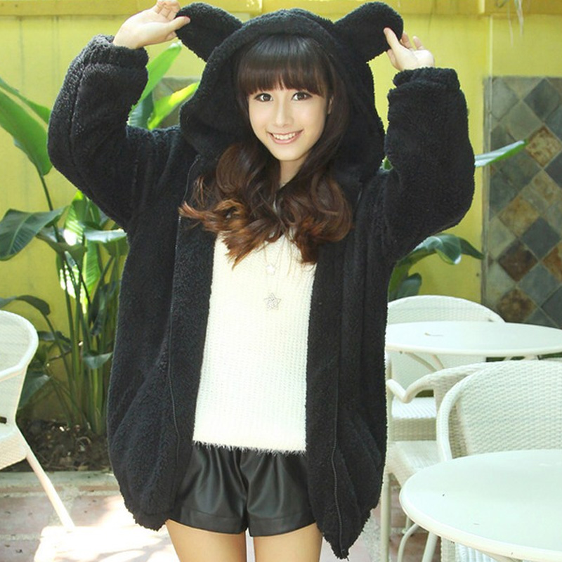 Cute Cartoon Hooded Plush Coat SE5257