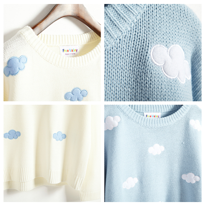 Sweet Embroidery Clouds Knit Sweater SE8558