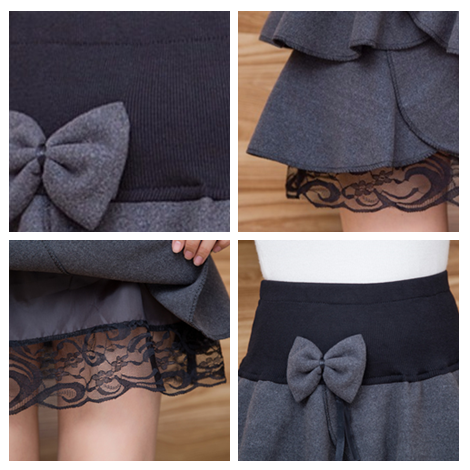 Gray/Black Bowknot Skirt SE9611