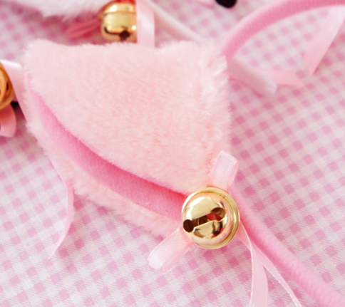 Kawaii cosplay maid black/white/pink bell hair band SE9537