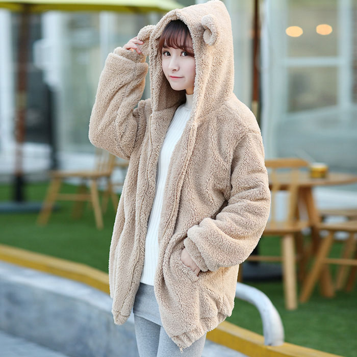Cute Cartoon Hooded Plush Coat SE5257