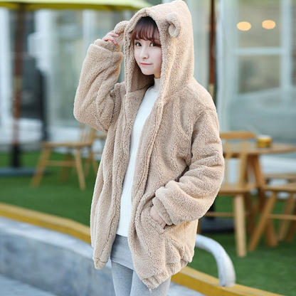 Cute Cartoon Hooded Plush Coat SE5257