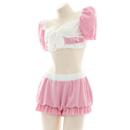 Pastel Plush Bow Lingerie Set SE22330