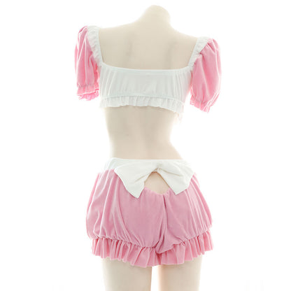 Pastel Plush Bow Lingerie Set SE22330