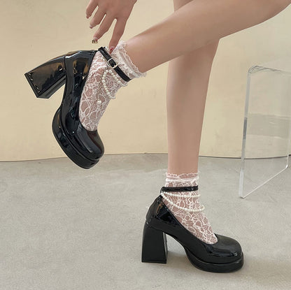 Pearl Chunky Heels Shoes SE22598