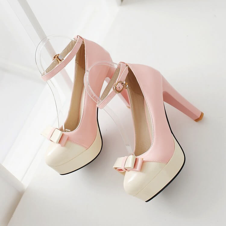 Pink Beige Bow Shoes SE21736