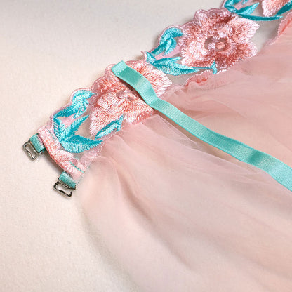 Pink Lace Flower Lingerie Set SE22626