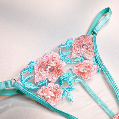 Pink Lace Flower Lingerie Set SE22626