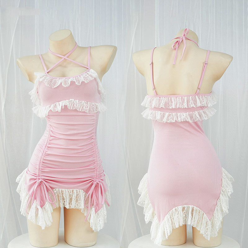 Pink Lace Sling Pajama Dress SE22405