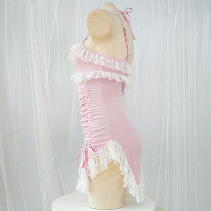 Pink Lace Sling Pajama Dress SE22405