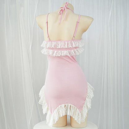 Pink Lace Sling Pajama Dress SE22405