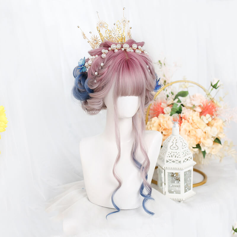 Pink Purple Blue Ombre Wig SE21411