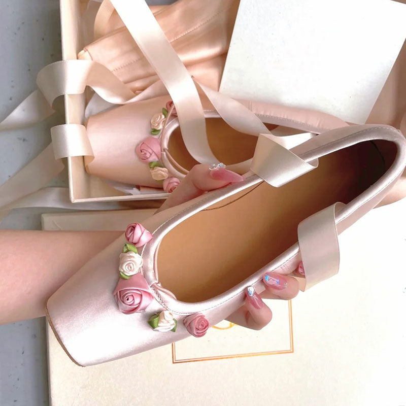 Pink Rose Flower Flats Shoes SE22646