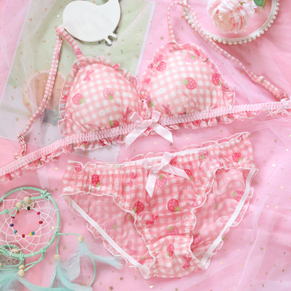 Pink Strawberry Plaid Underwear SE22095
