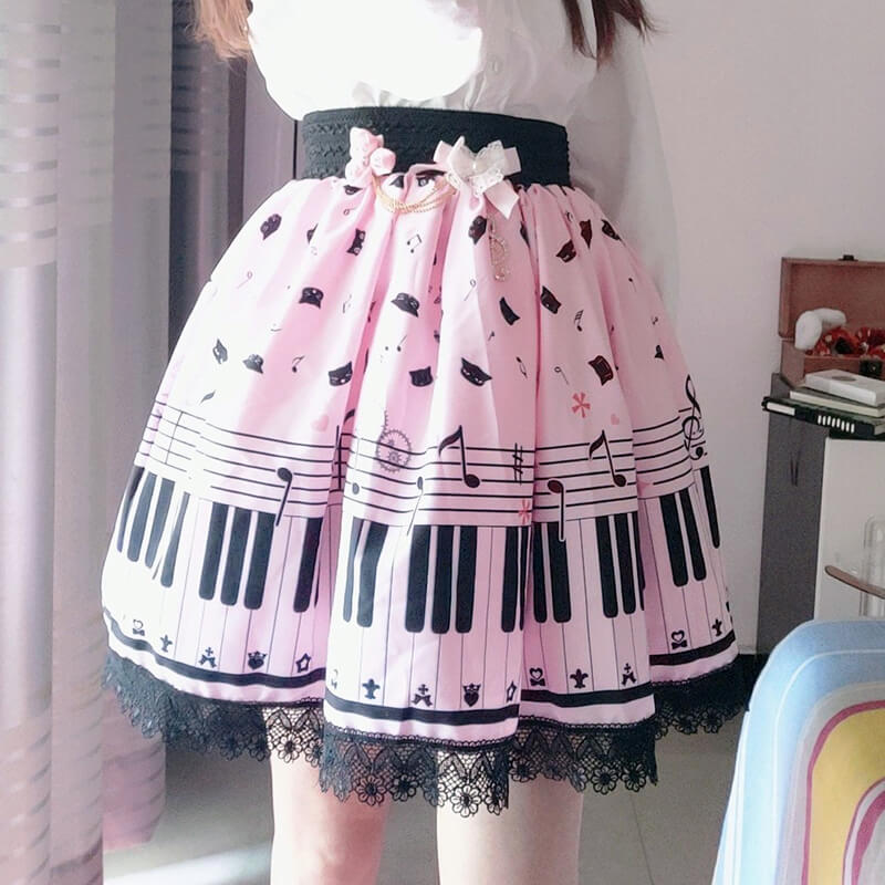 Pink Piano Notes Sweet Skirt SE20629