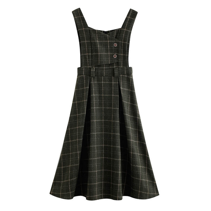 Plaid Woolen Strap Dress SE21982