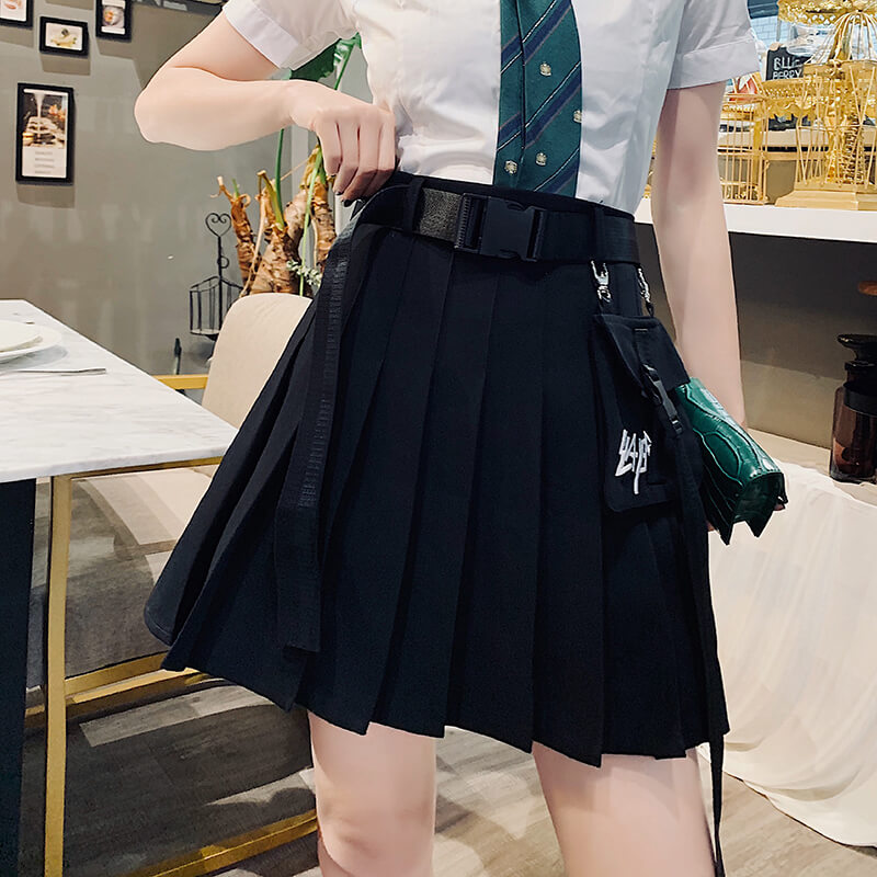 Pocket High Waist Pleated Skirt SE20339