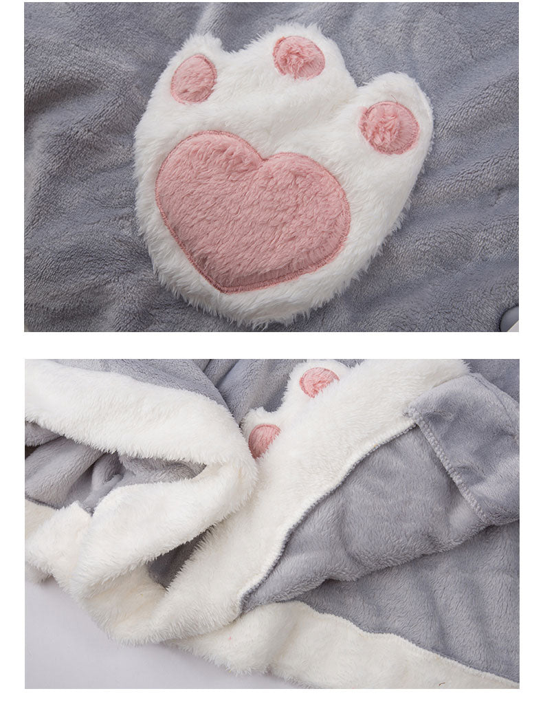 Plush Cat Paw Rabbit Cape Pajama Set SE22541