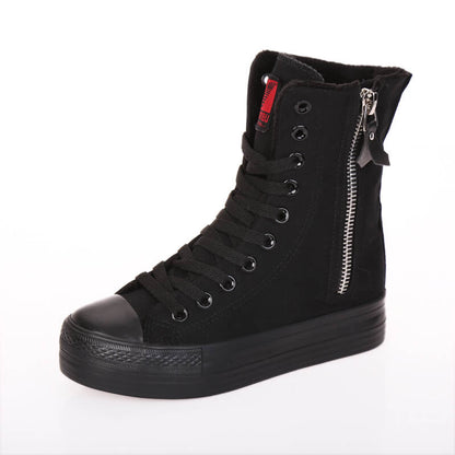 Punk Black Zipper Canvas Shoes SE21370