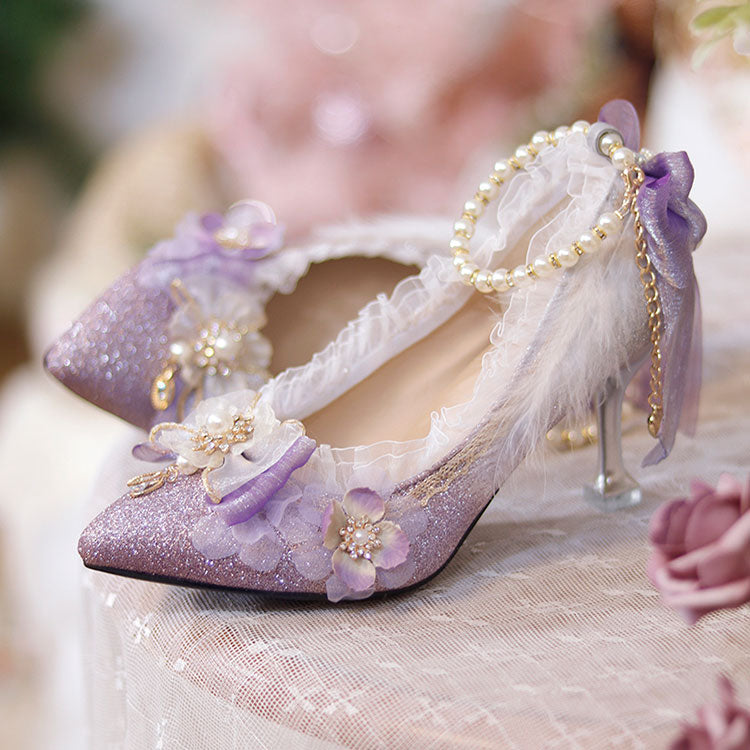 Purple Bow Flower Shoes SE22576