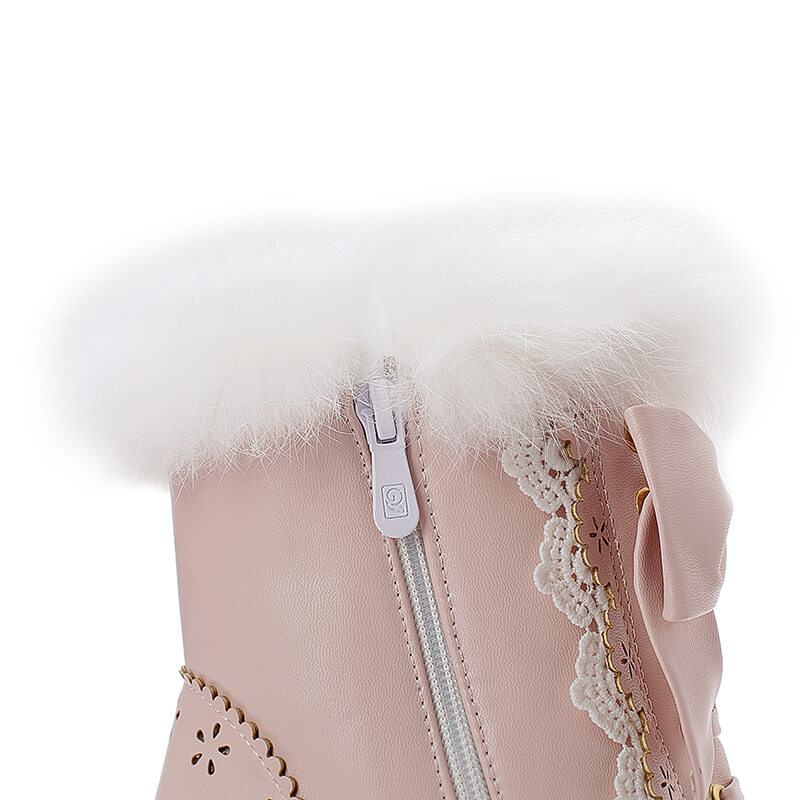 Rabbit Fur Lolita Kawaii Bow Boots SE20658