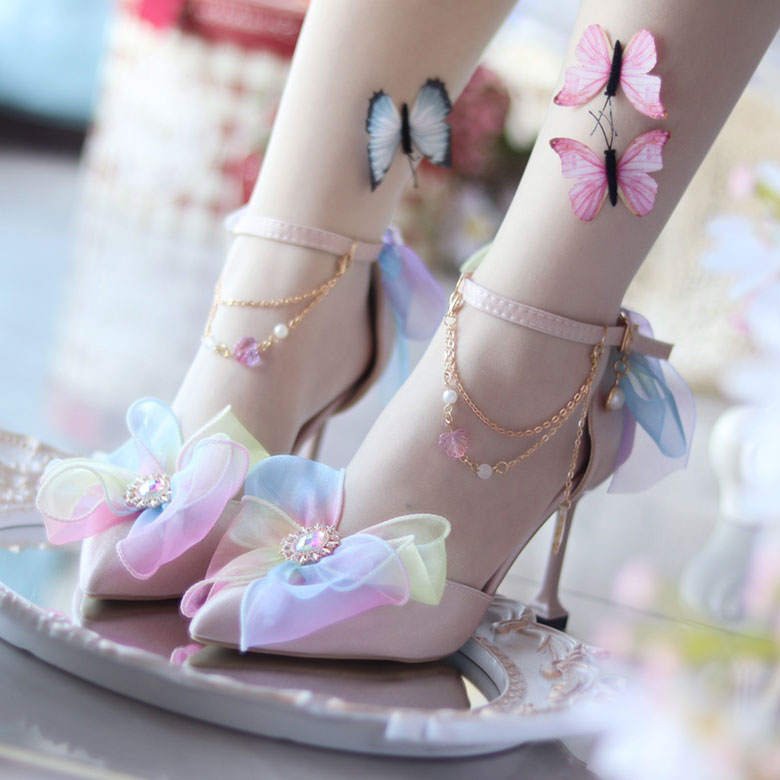 Rainbow Bow Heels Shoes SE22575