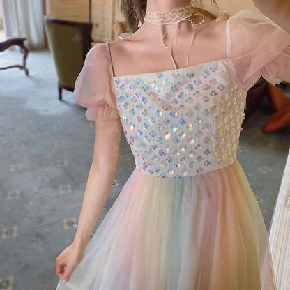 Rainbow Sequin Mesh Dress SE21745