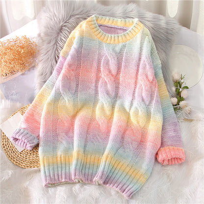 Retro Rainbow Striped Sweater SE21215