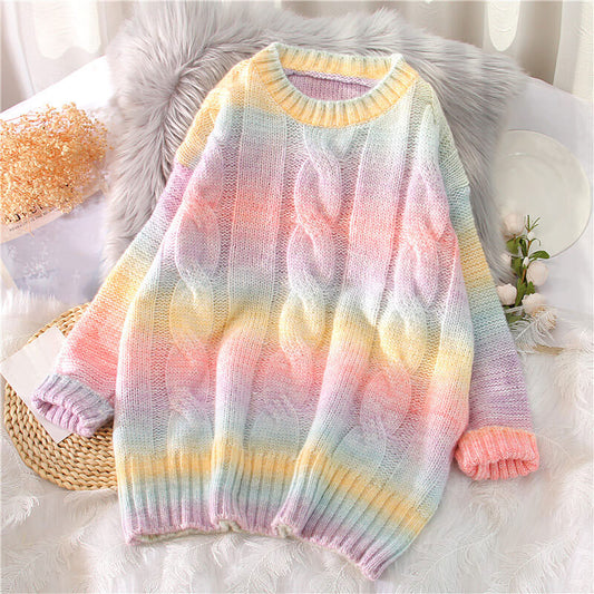 Retro Rainbow Striped Sweater SE21215