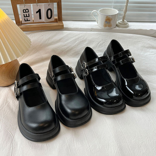 Retro Black Chunky Sole Japanese JK Shoes SE22591