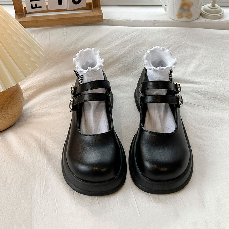 Retro Black Chunky Sole Japanese JK Shoes SE22591