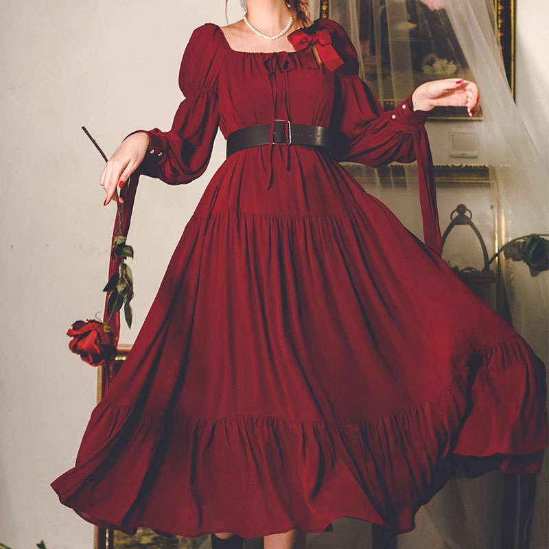 Red Raffle Dress Retro Red Ruffle Dress SE22666