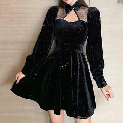 Retro Sparkling Velvet Dress SE21697