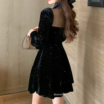 Retro Sparkling Velvet Dress SE21697