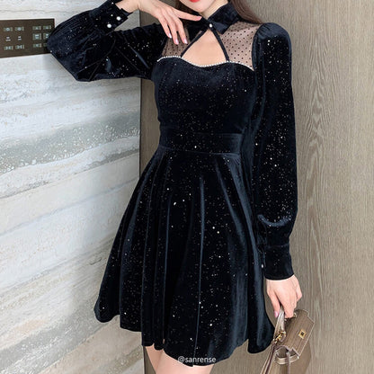 Retro Sparkling Velvet Dress SE21697