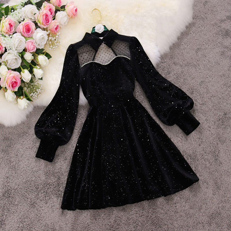Sequins Velvet Elegant Dress SE21741