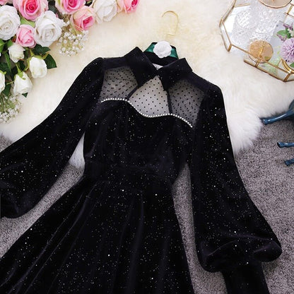 Sequins Velvet Elegant Dress SE21741