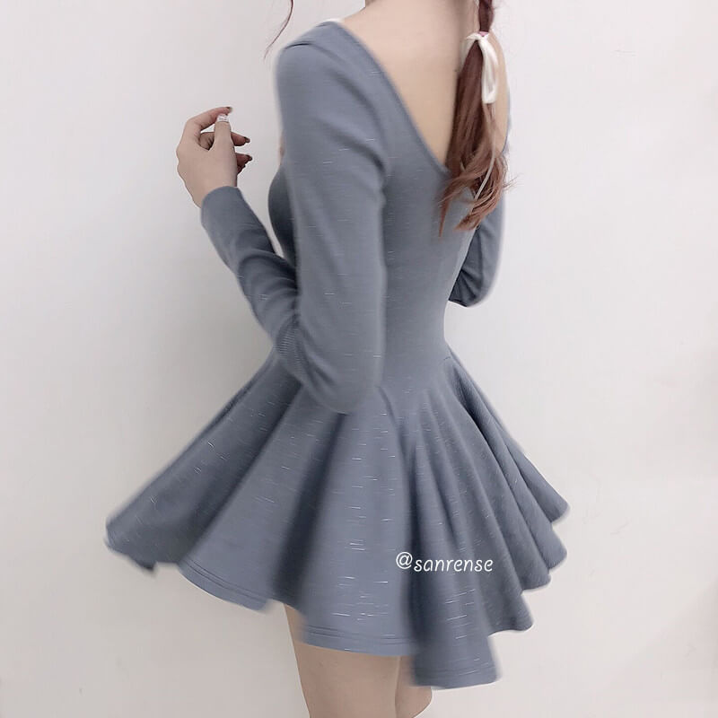 Sexy Gray V-neck Lace Dress SE21009