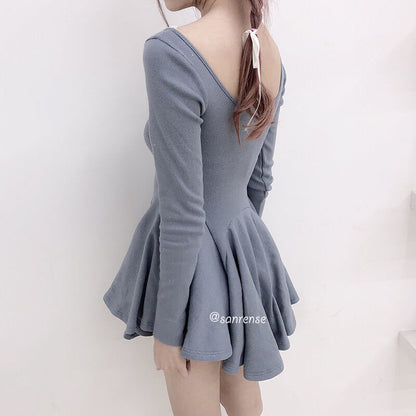Sexy Gray V-neck Lace Dress SE21009
