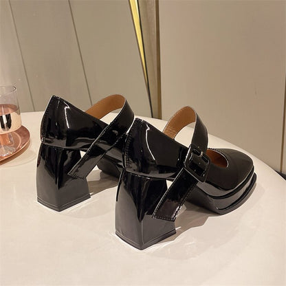 Square Chunky High Heels Shoes SE22510
