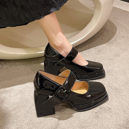 Square Chunky High Heels Shoes SE22510