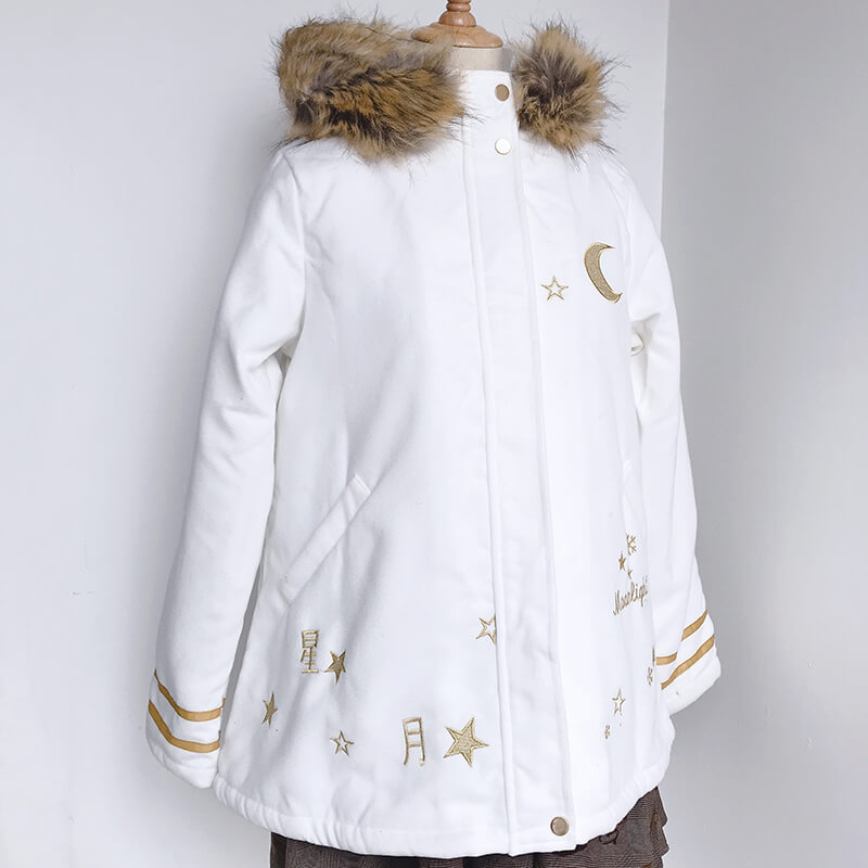 Star Moon Woolen Hooded Coat SE20765