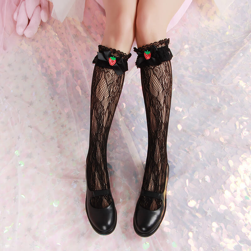 Strawberry Lace Bow Socks SE20572