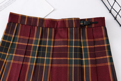 Striped Plaid Pleated Skirt SE21797